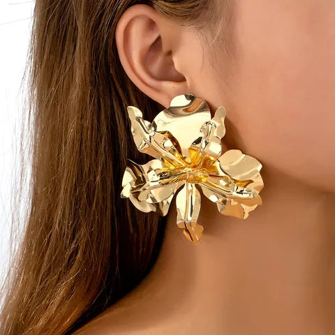 Gold Mirage Statement Flower Earrings