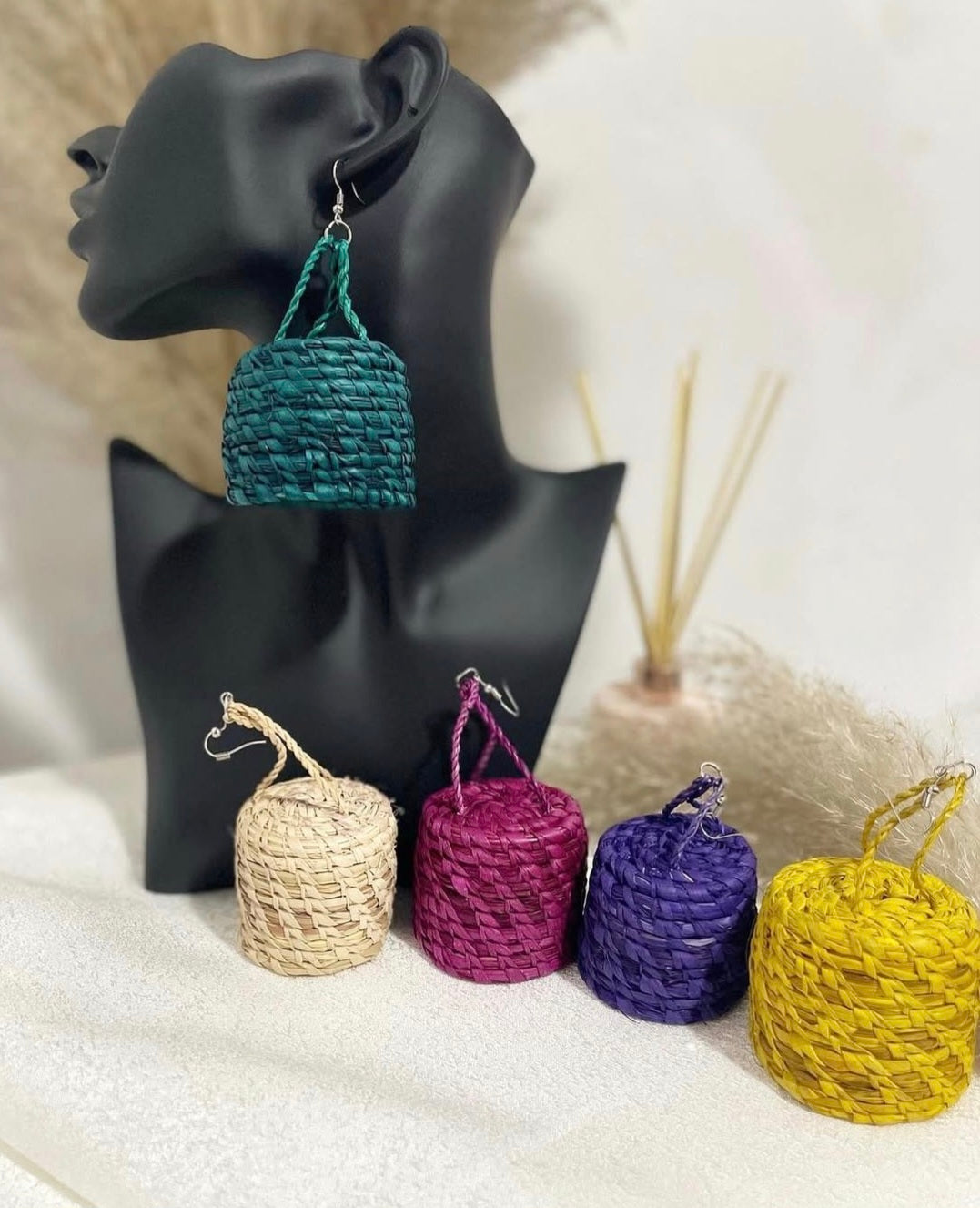 Aura Basket Drops – Handwoven Statement Earrings