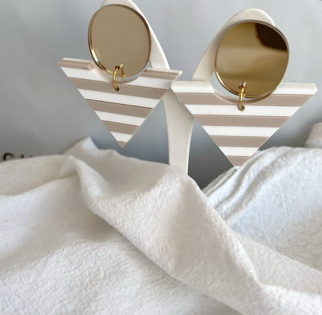 Striata Clip on Geometric Earrings