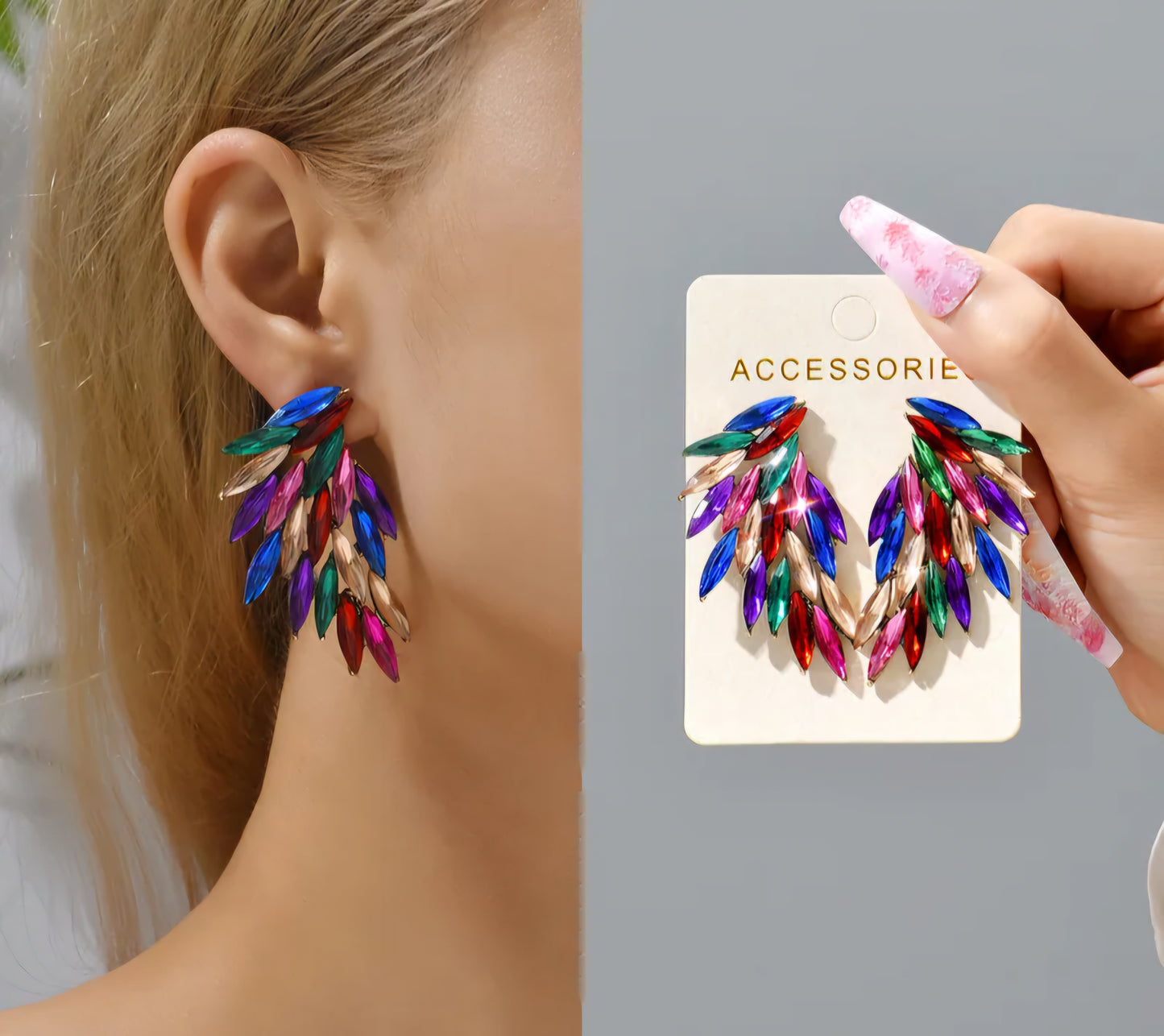 Prism Wing Statement Earrings – Multicolor