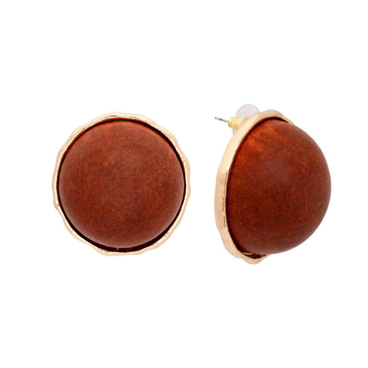 Bold Brown Dome Stud Earrings