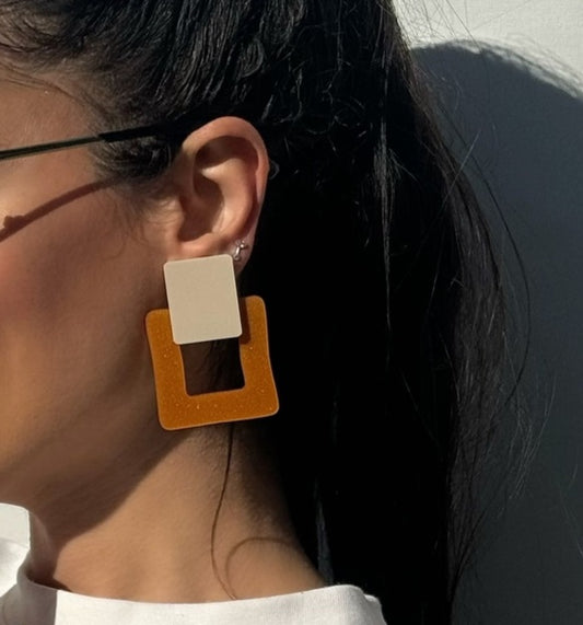 Solar Geo Clip On Earrings