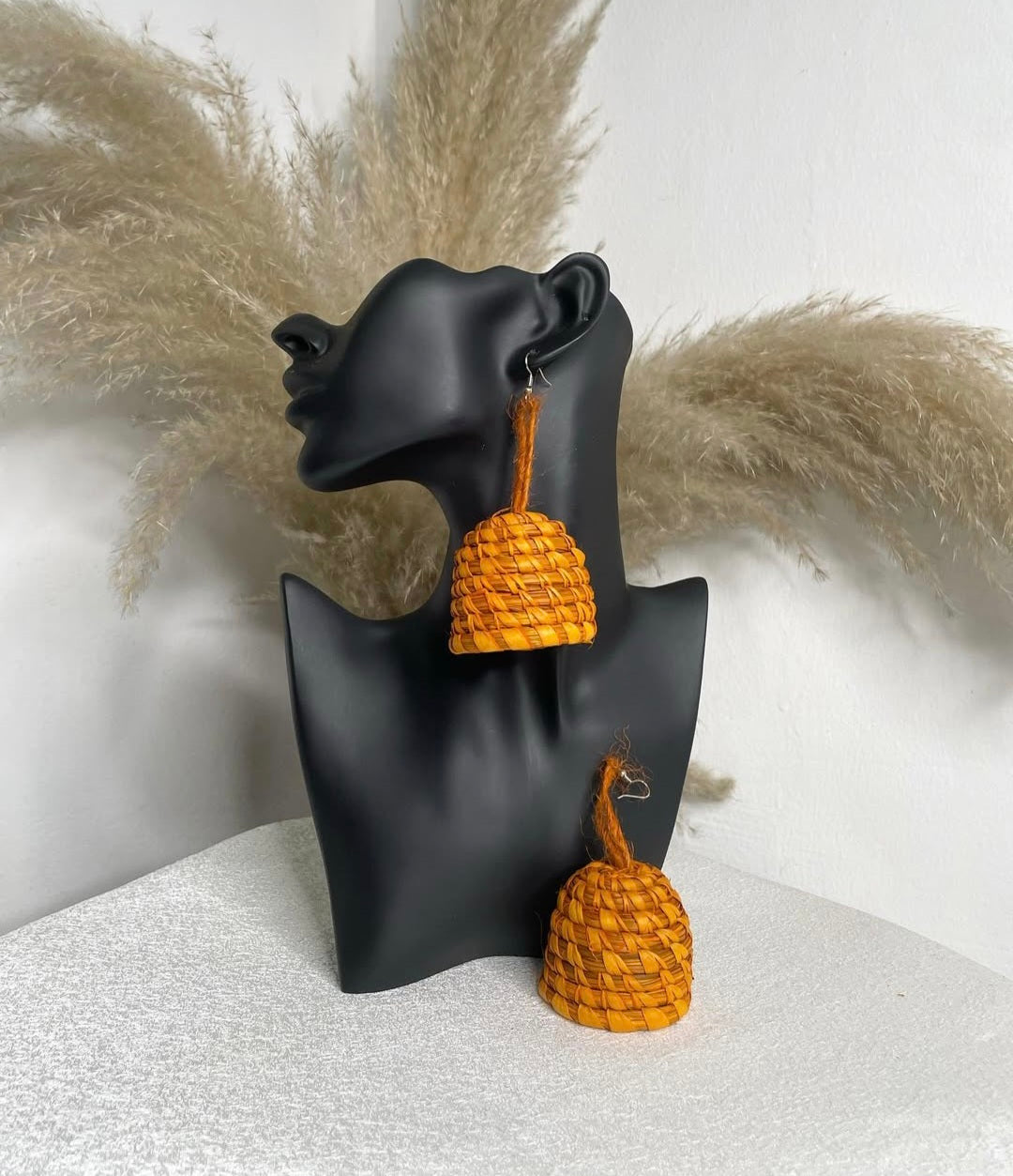 Aura Basket Drops – Handwoven Statement Earrings