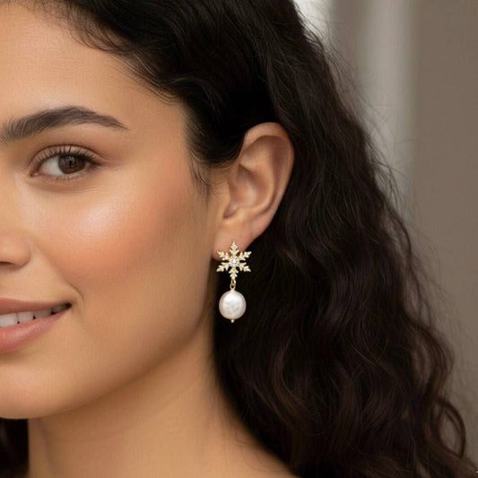 Snowflake Pearl Earrings