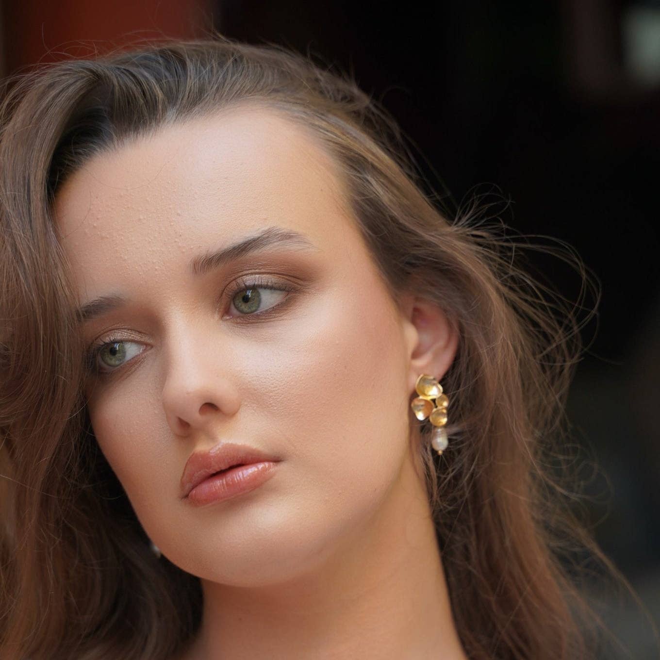 Handcrafted Golden Petal Earrings