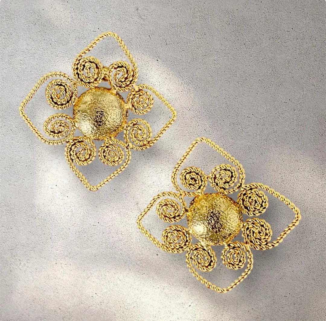 Handcrafted Alma Spiral Statement Earrings