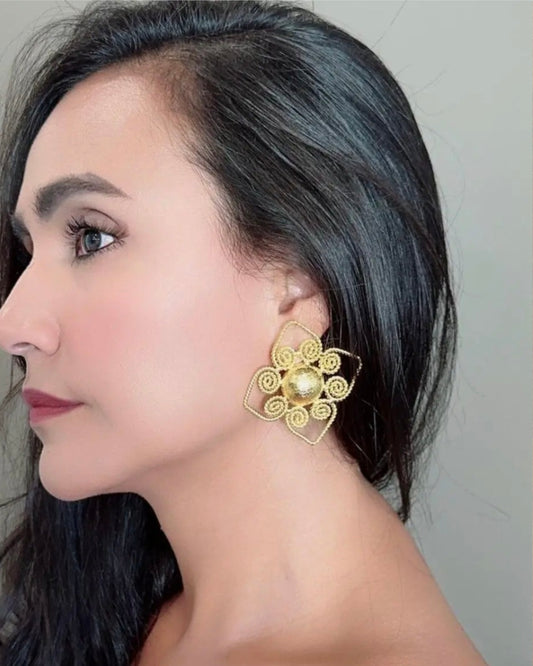 Handcrafted Alma Spiral Statement Earrings